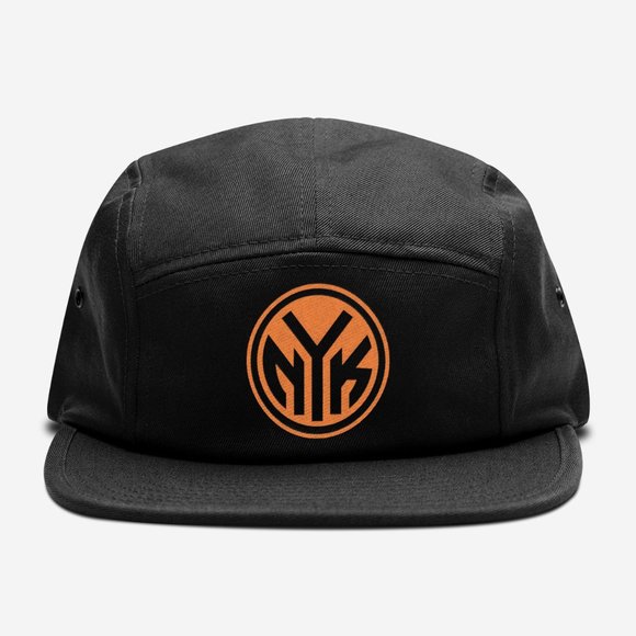 NEW York Knicks Subway Token NYK Circle 5 Panel Camper Strapback Hat BLACK - Picture 1 of 5